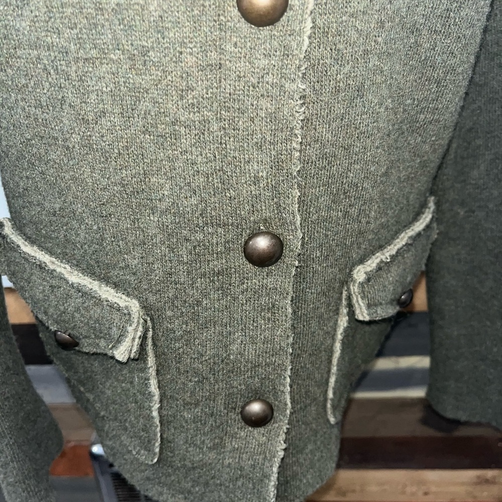 Italy Italian Wool Military jacket fitted button Sweater coat warm coz… - Picture 6 of 14